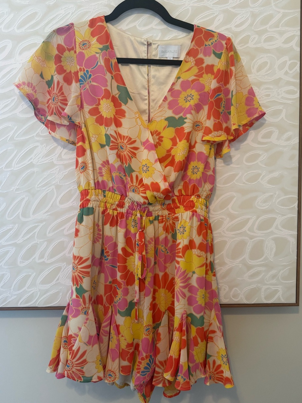 Sugarlips Orange and Pink Floral Romper